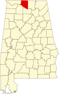 Map of Alabama highlighting Limestone County